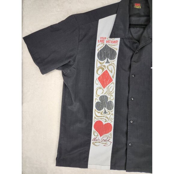Elvis Presley Steady Viva Las Vegas Card Suits Button Up Shirt Size 2XL Poker - Picture 2 of 16